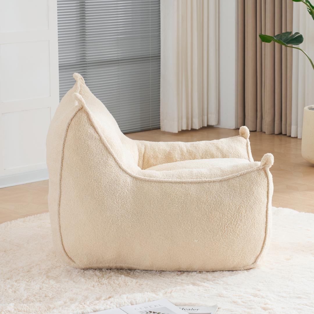 【一人掛けソファ / ホワイト】圧縮ソファ クッションソファー ふわふわ感