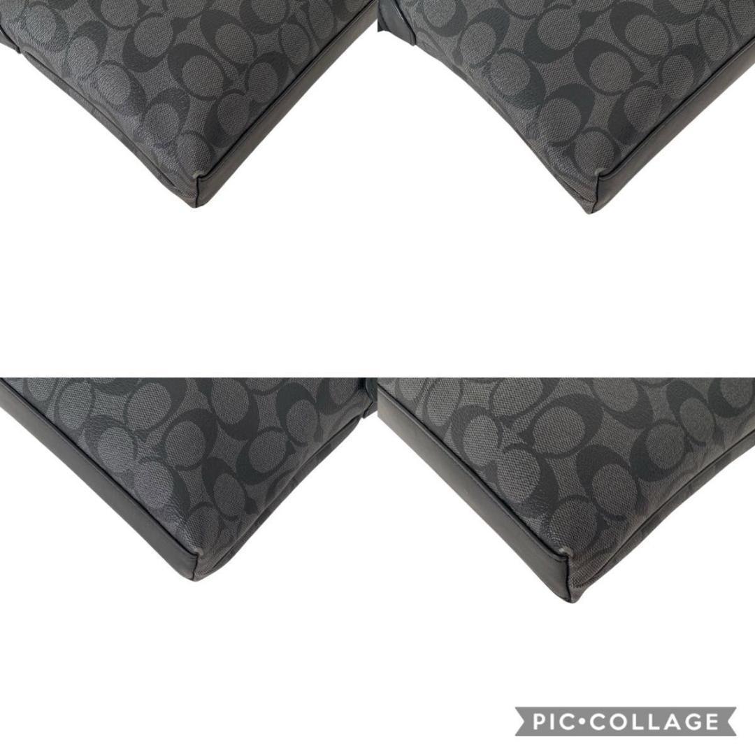 美品 コーチ ショルダーバッグ シグネチャー ブラック グレー　PVC