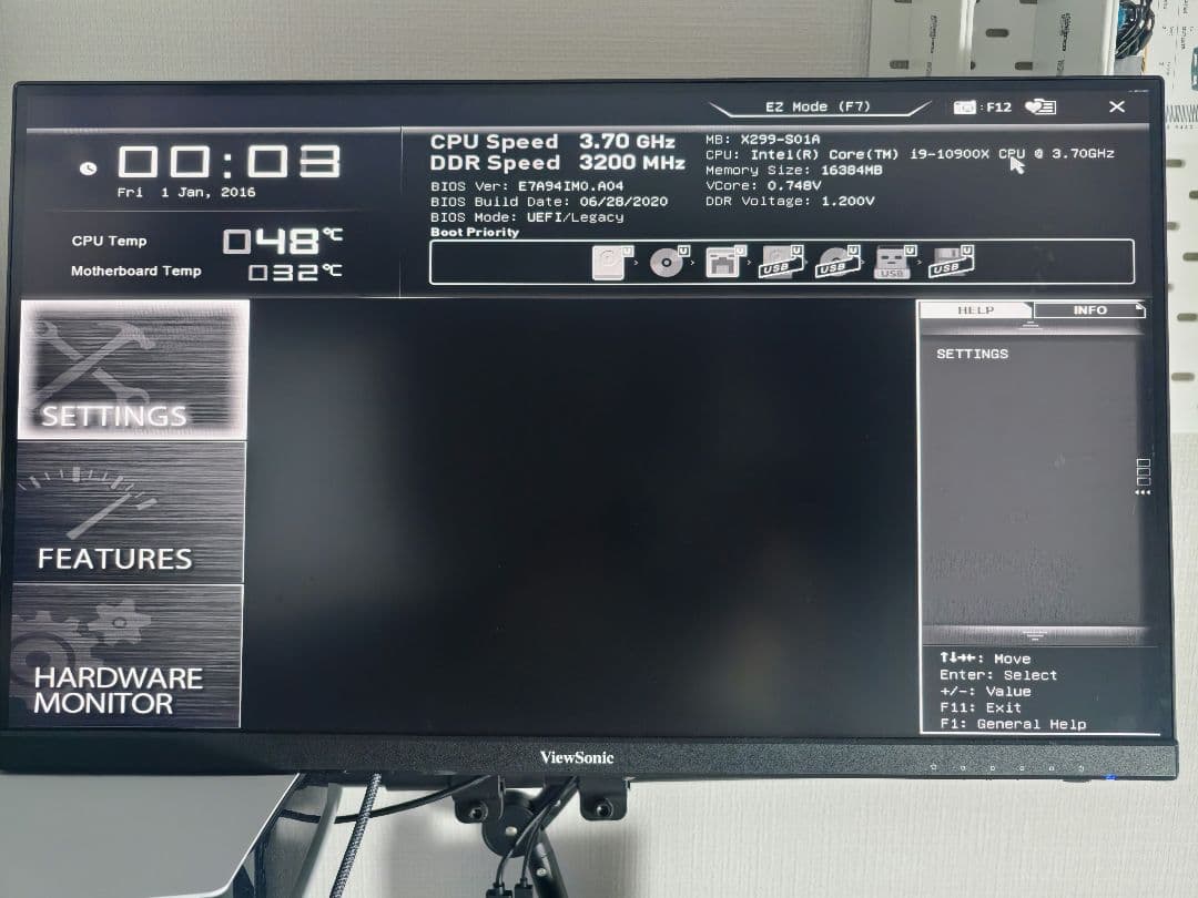 [美品] MSI X299 S01A+ Intel Core i9-10900X