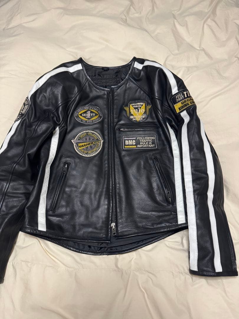 レザー バイカー用ジャケット パッチ付き