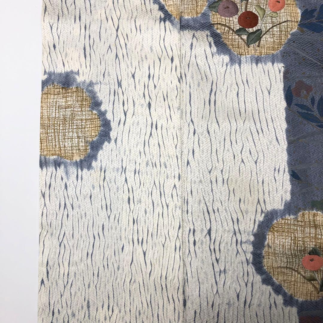 付下げ 絞り 刺繍の花模様 金彩 金糸 白百合色 KK-2101