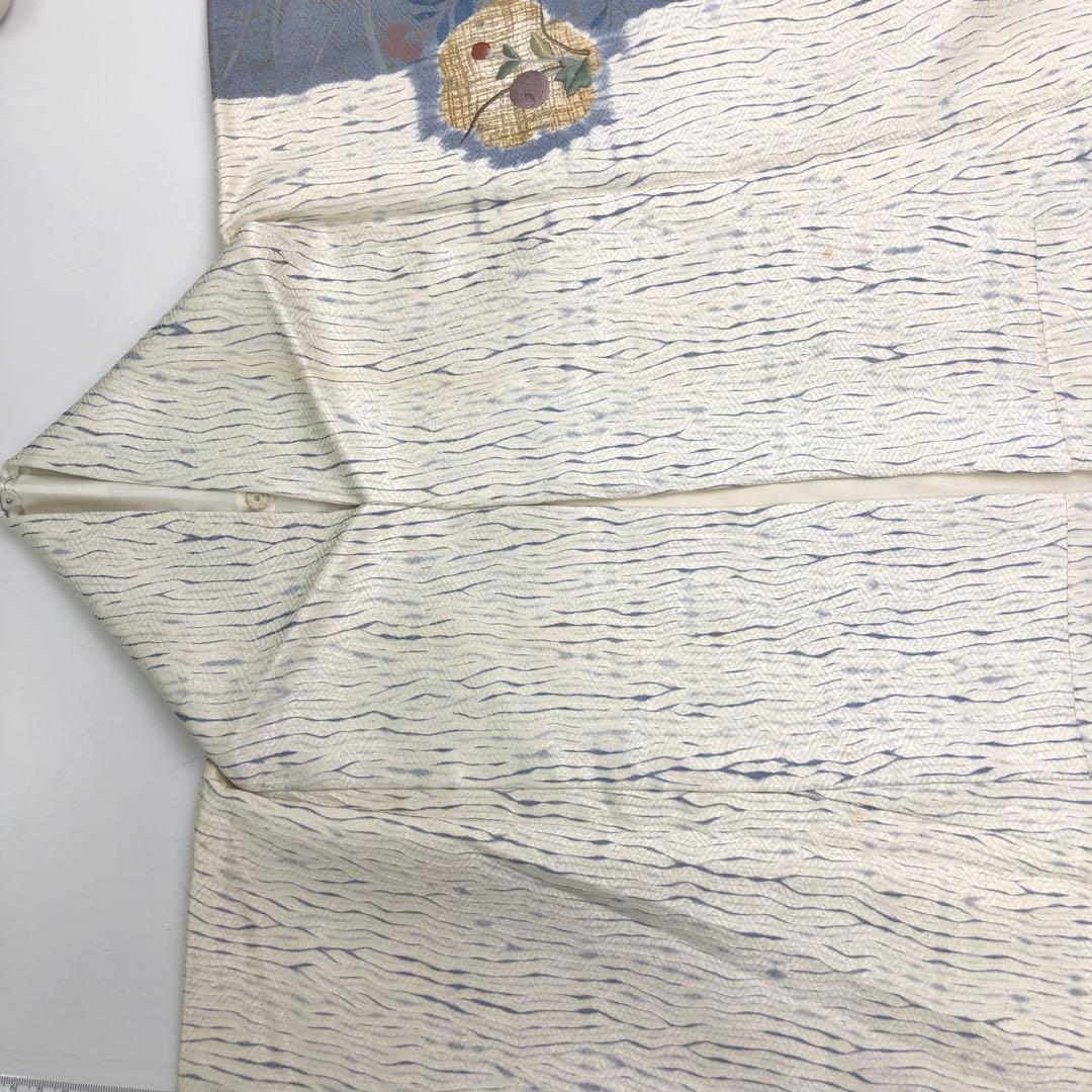 付下げ 絞り 刺繍の花模様 金彩 金糸 白百合色 KK-2101