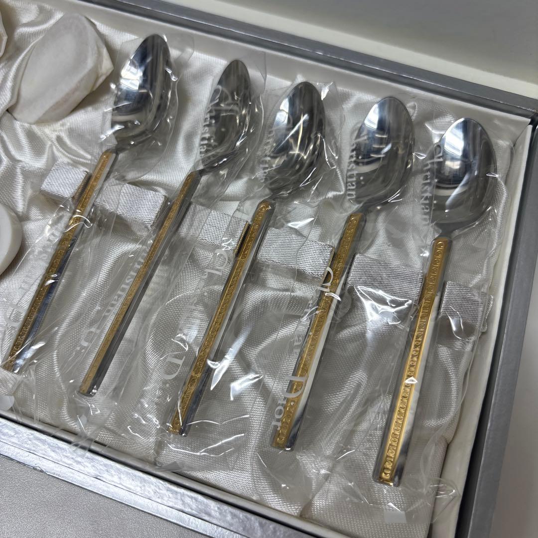 0819 ディオール　カトラリー　スプーン　5本　金彩　未使用　※値下げ不可.