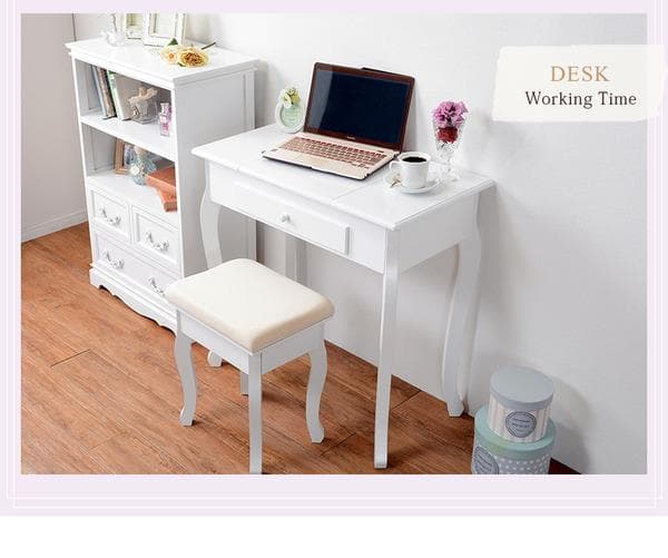 ドレッサー/化粧台 【幅75cm】 ホワイト 引き出し1杯 アクセサリー・小物収