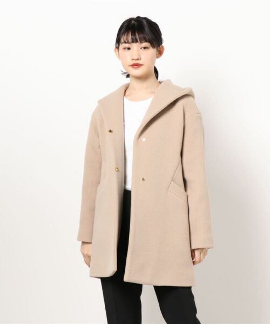 20AW♡ANAYI アナイ ダブルビーバーフードコート 38 キャメル