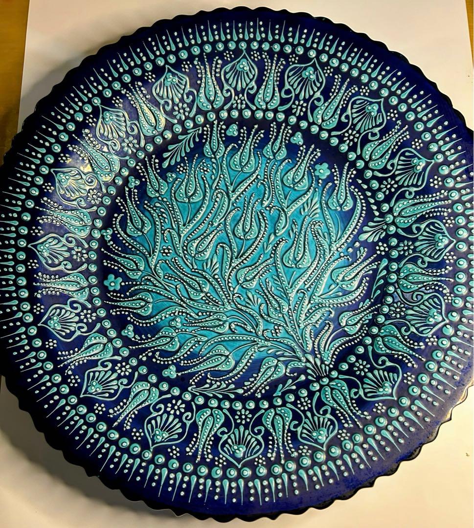 ターコイズを練り込んだ皿、壁掛け(購入者特典有り)