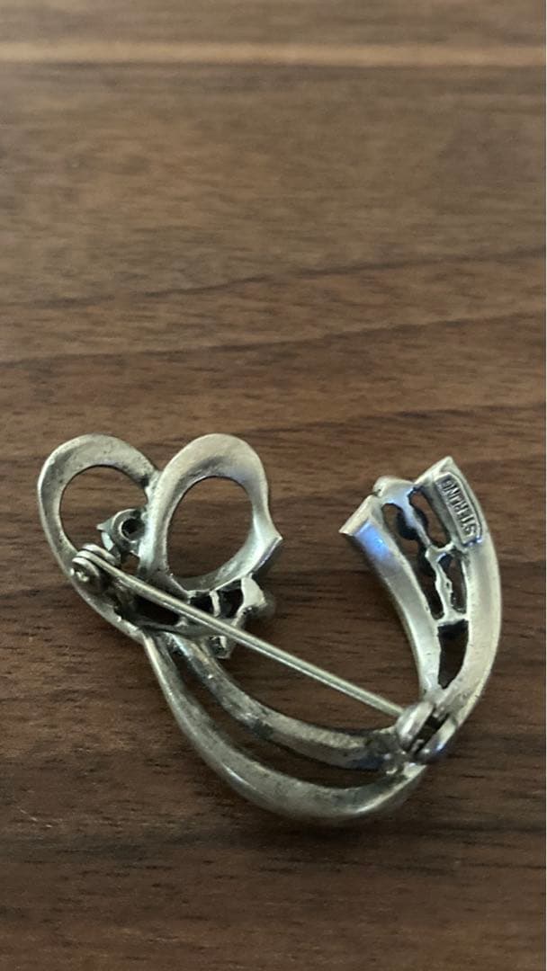 アンティーク＊ブローチ　ペーストストーン　シルバー　アールヌーボー