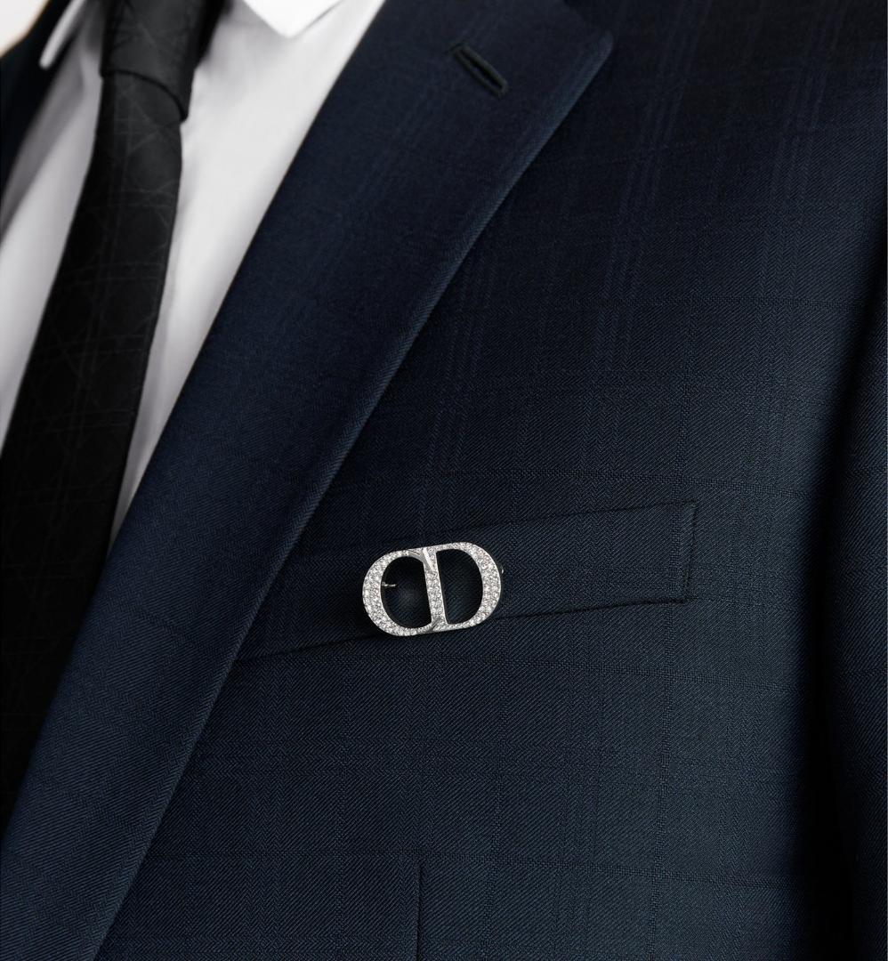 DIOR CD Icon ブローチ スターリングシルバー & クリスタル