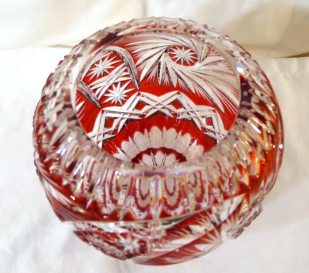 【LAUSITZERグラス】ヴィンテージ東ドイツ製レッドクリスタルベース未使用品