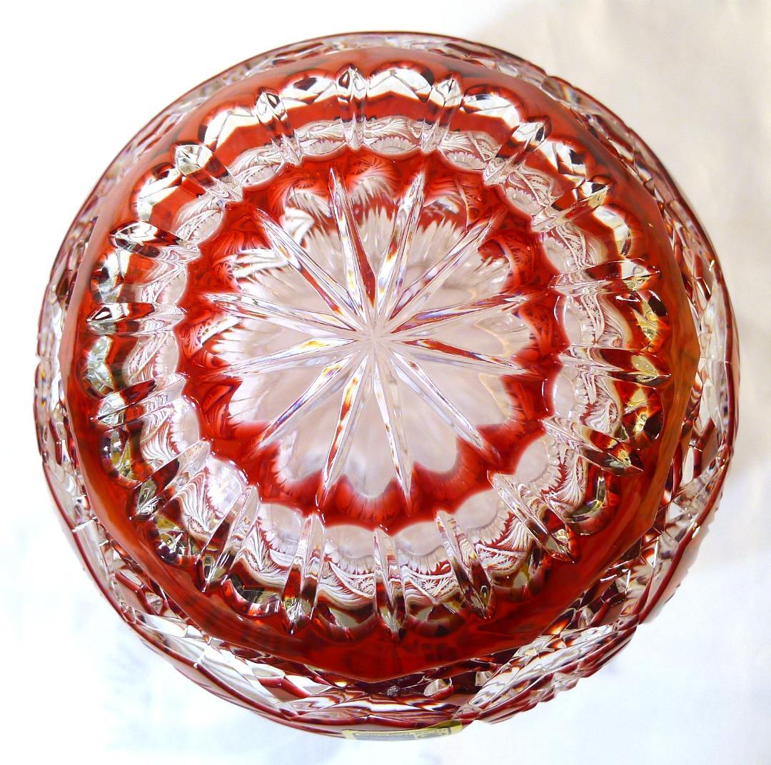【LAUSITZERグラス】ヴィンテージ東ドイツ製レッドクリスタルベース未使用品