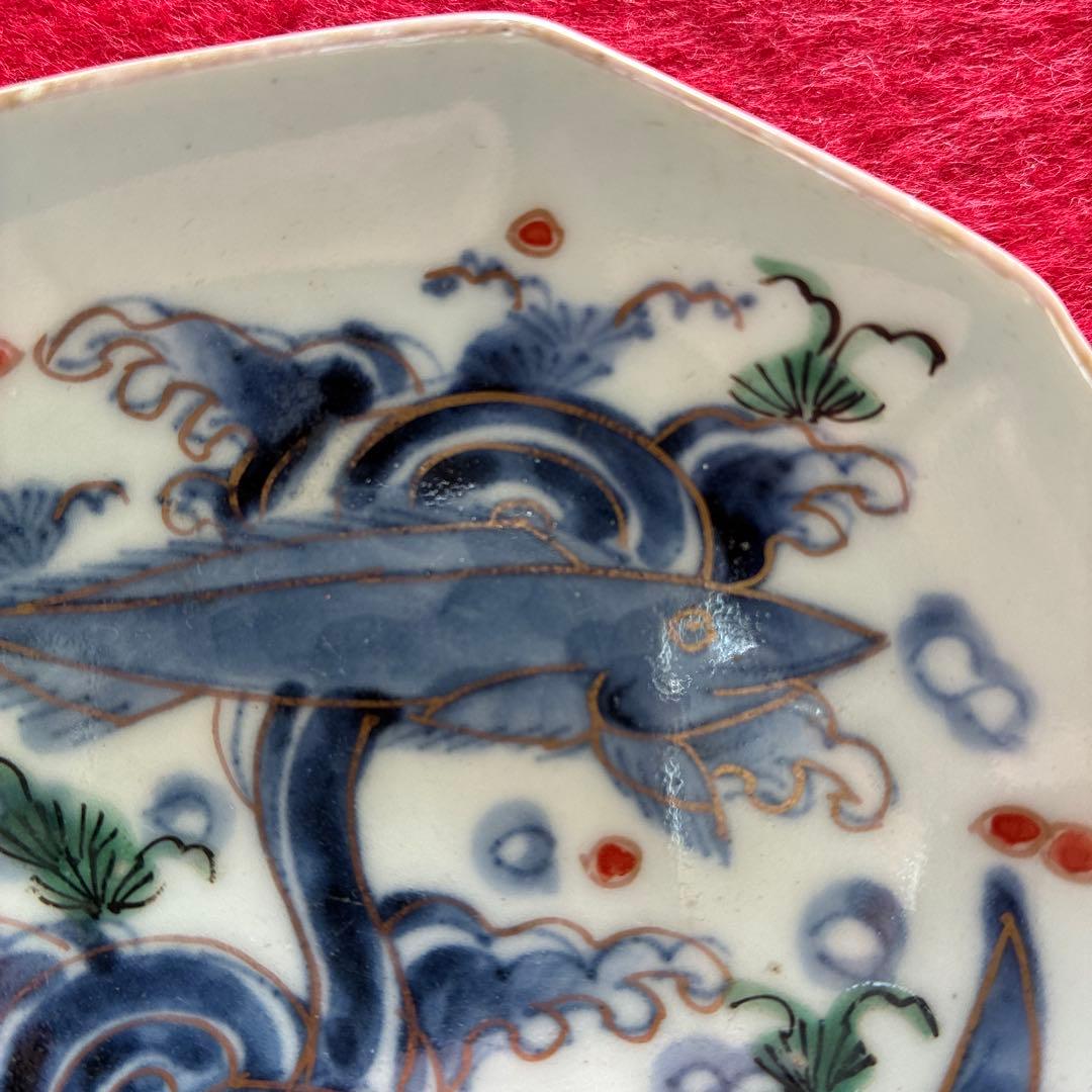 古伊万里　色絵　魚藻文　小皿　5枚組