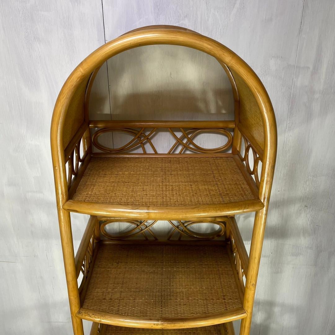 ヴィンテージ アーチラタンラック オープンラック 籐家具 収納 レトロ