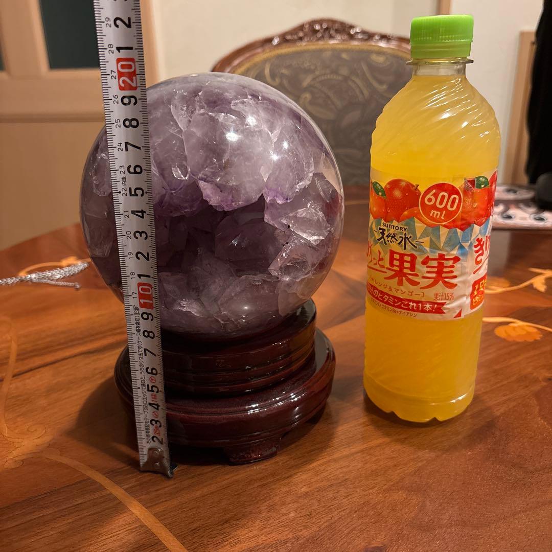 美品☆アメジスト☆大玉笑口☆回る台座付き