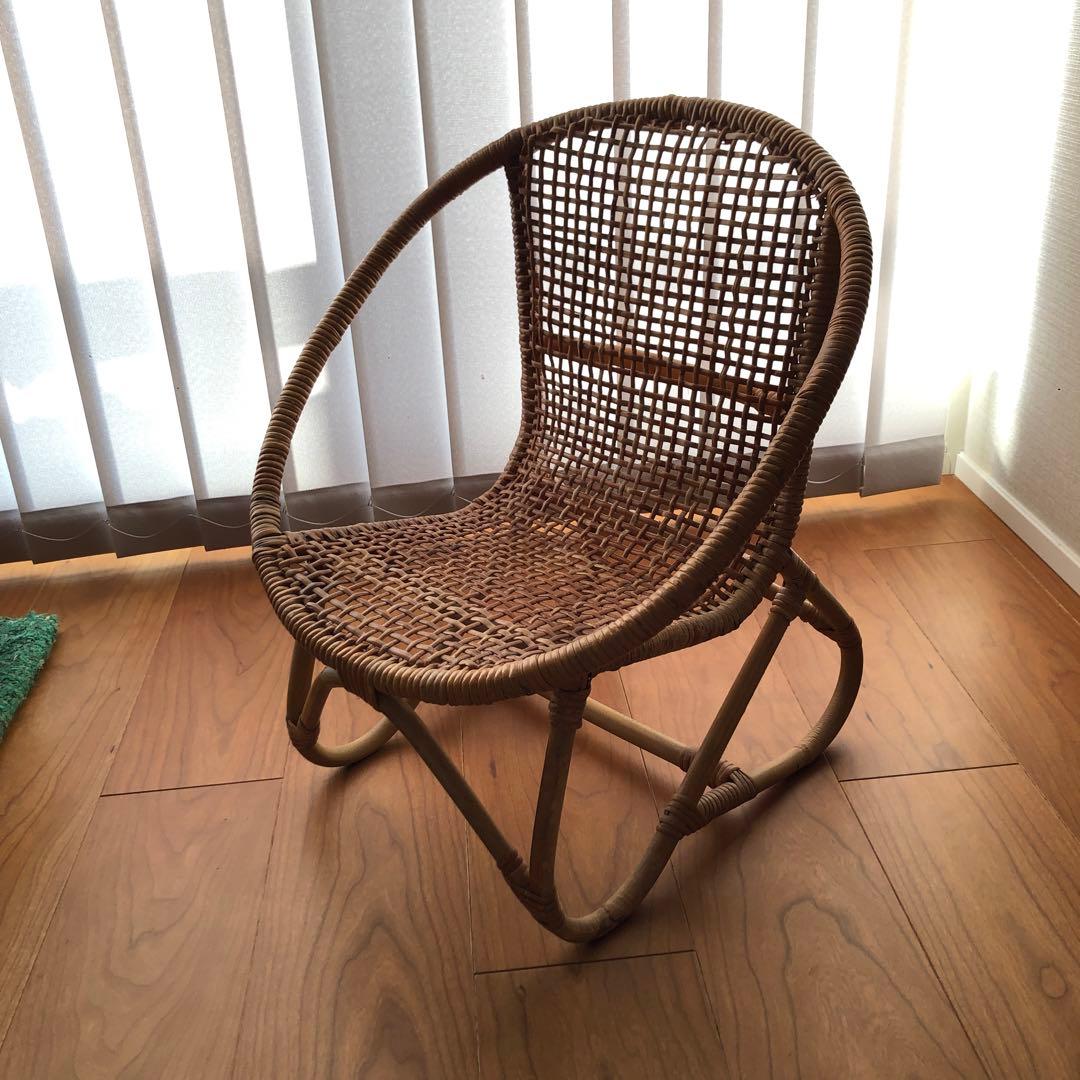 レトロラタン製ミニアームチェア