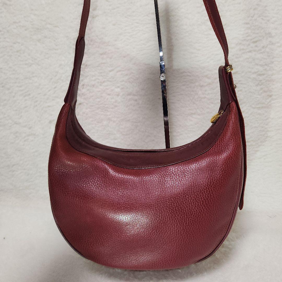 カルティエ マストライン ショルダーバッグ 三日月型 レザー ボルドー　カード