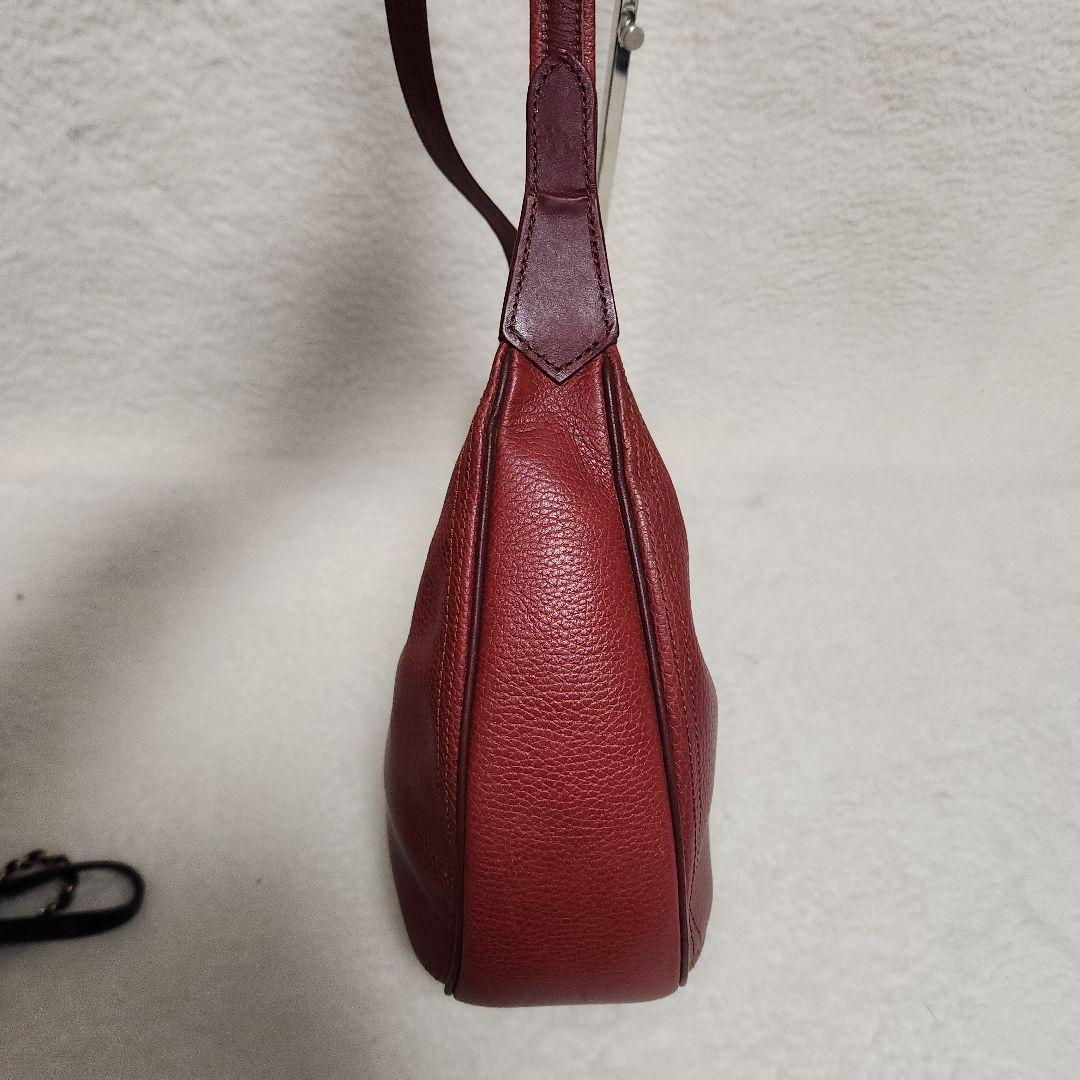 カルティエ マストライン ショルダーバッグ 三日月型 レザー ボルドー　カード