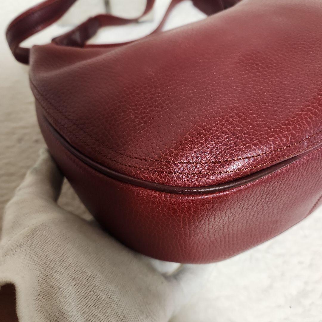 カルティエ マストライン ショルダーバッグ 三日月型 レザー ボルドー　カード