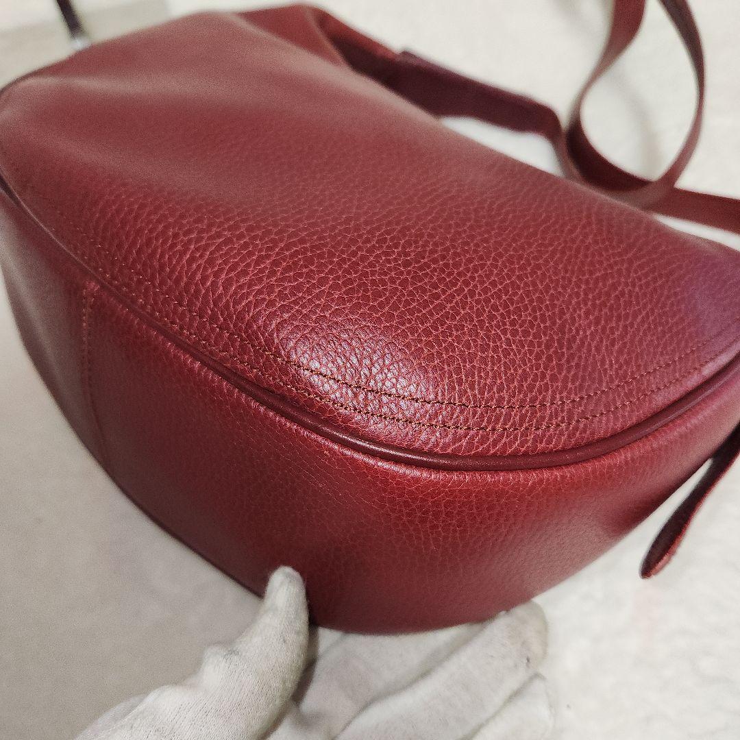 カルティエ マストライン ショルダーバッグ 三日月型 レザー ボルドー　カード