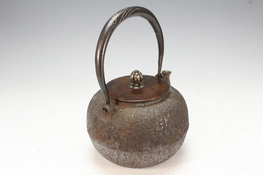 光玉堂造 銀摘 丸鉄瓶(K-XA825)