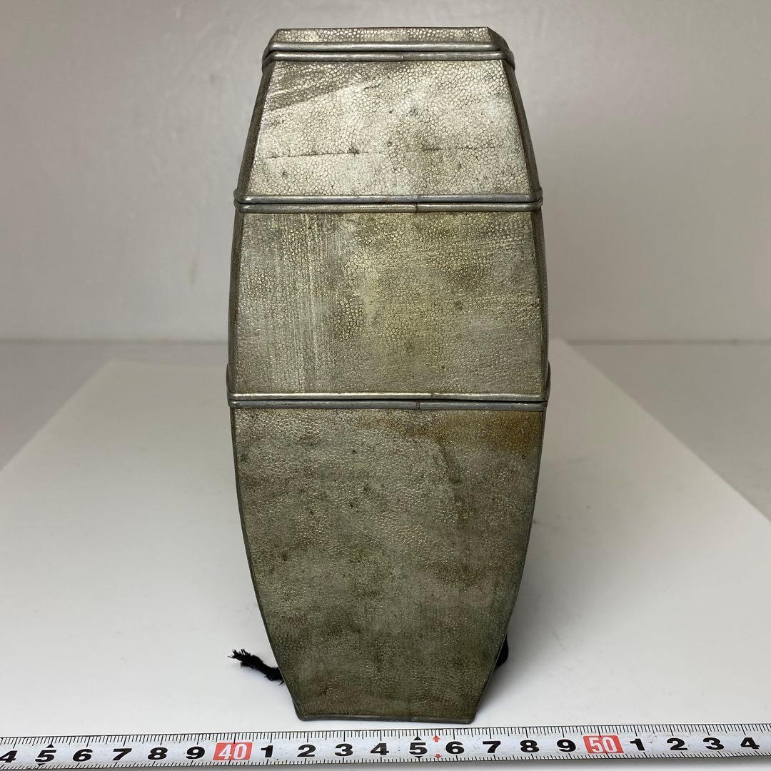 時代　錫製　三段弁当箱　トヒチサ　高さ19cm 東N7-1018①