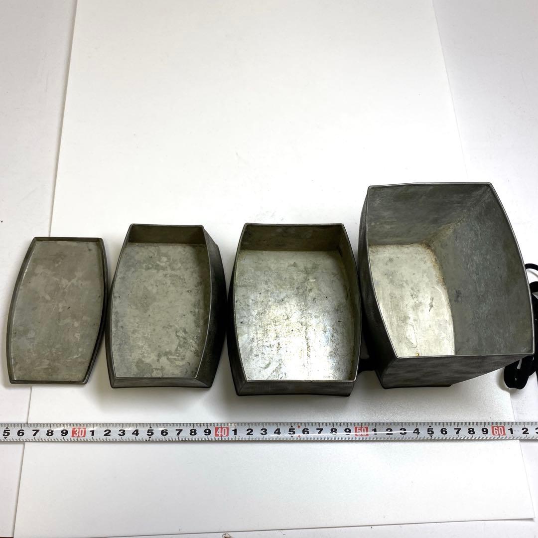 時代　錫製　三段弁当箱　トヒチサ　高さ19cm 東N7-1018①
