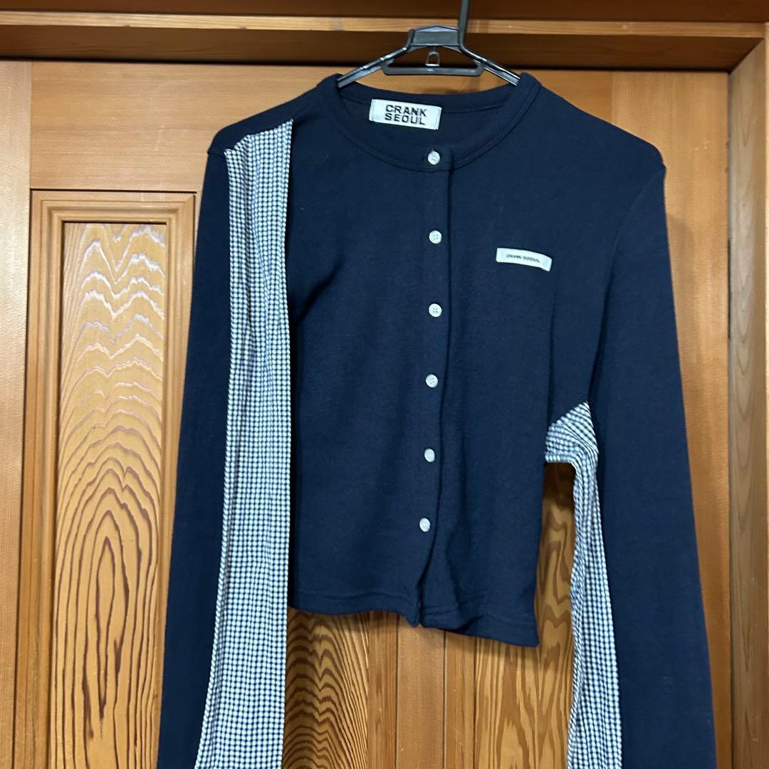 CRANK Ribbon Tide Knit Cardigan ネイビー