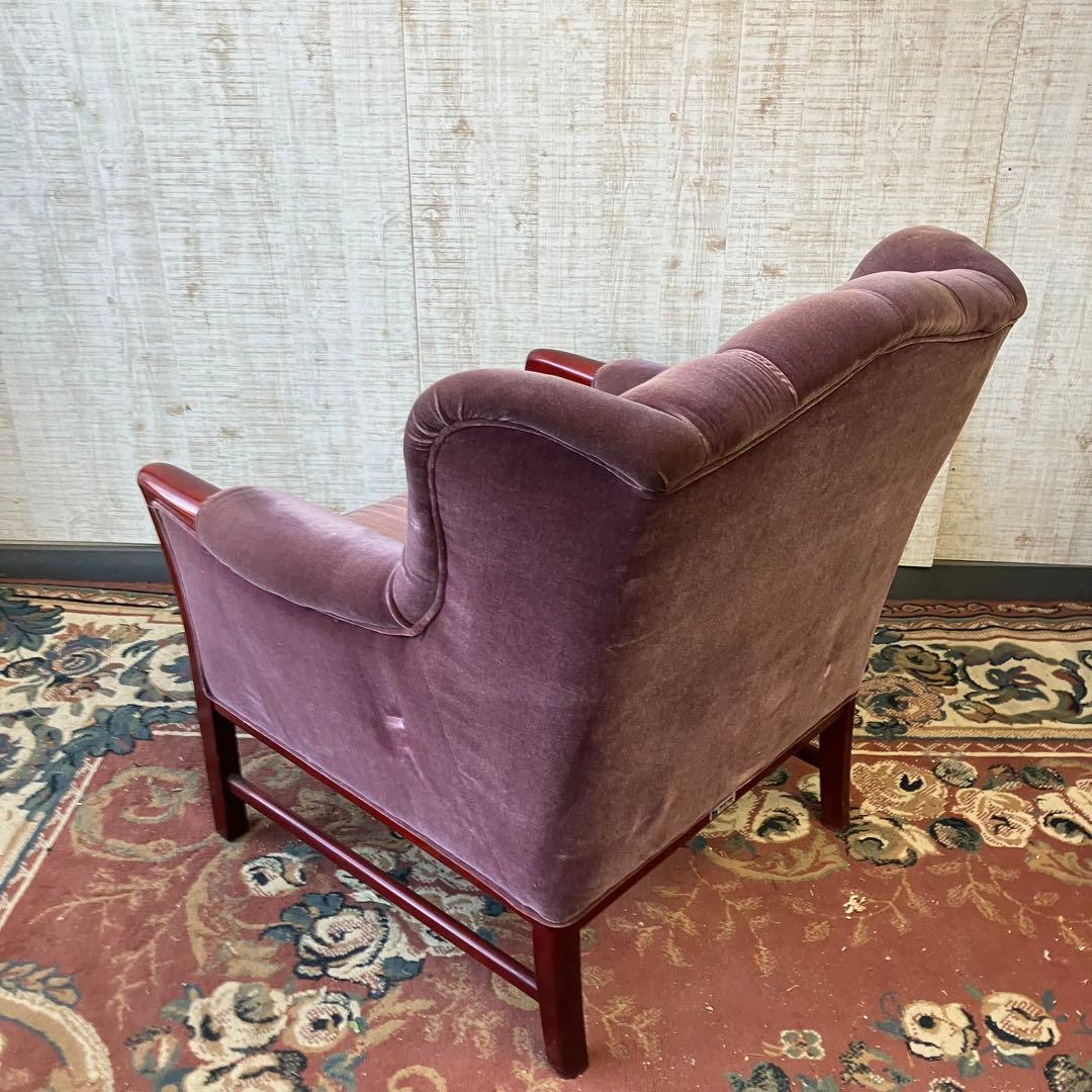 昭和レトロ マルニ木工 ベロアソファ 一人掛けソファー アームチェア クラシック