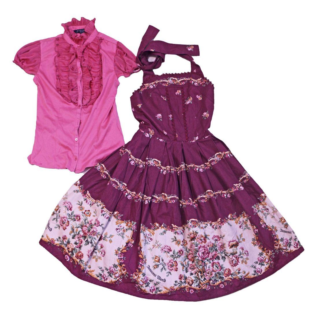 新品 イノセントワールド ローズコブリンプリント ホルダーネック JSK