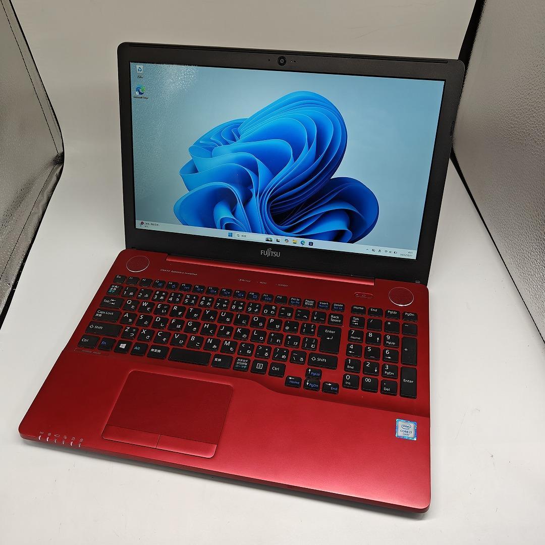 【富士通】AH53 高性能i7 SSD256GB 8GB レッド ノートPC