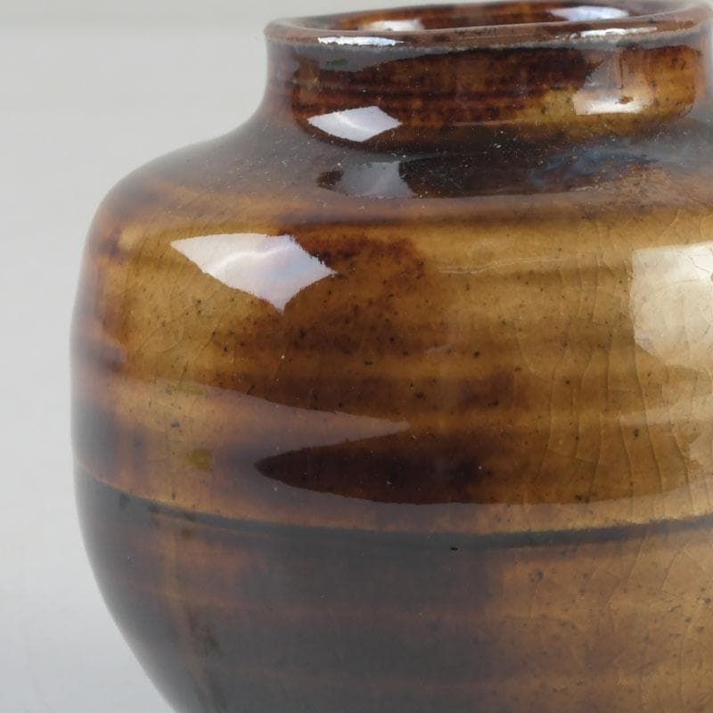 茶道具　瀬戸焼　達郎作　茶入　仕覆付　共箱　V　9689