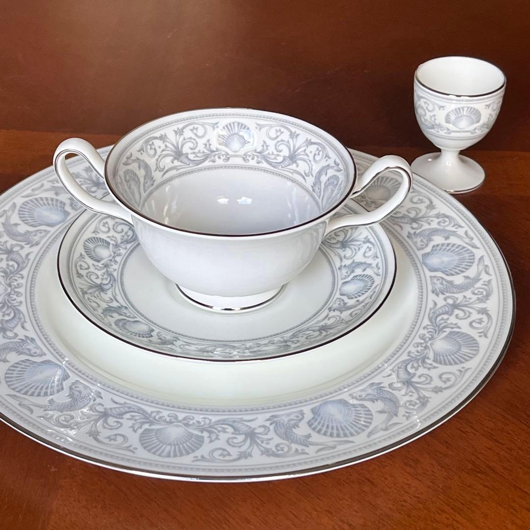 【黒壺美品】ウェッジウッド★ドルフィンホワイト★ペアセット