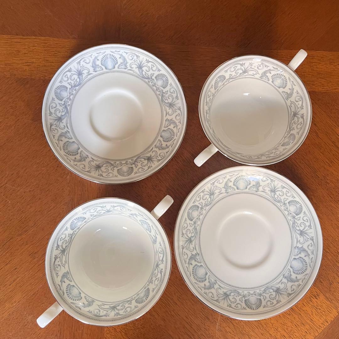 【黒壺美品】ウェッジウッド★ドルフィンホワイト★ペアセット