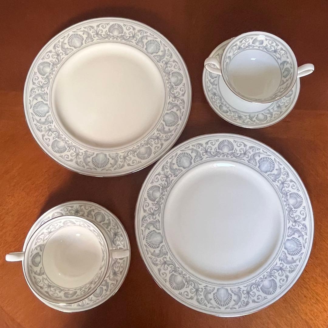 【黒壺美品】ウェッジウッド★ドルフィンホワイト★ペアセット