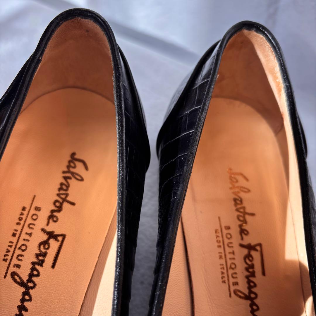 フェラガモ　ローファー　9c PLACE 黒クロコ