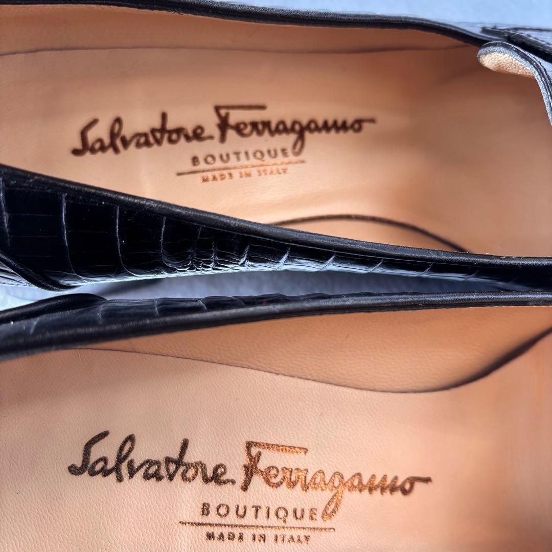 フェラガモ　ローファー　9c PLACE 黒クロコ