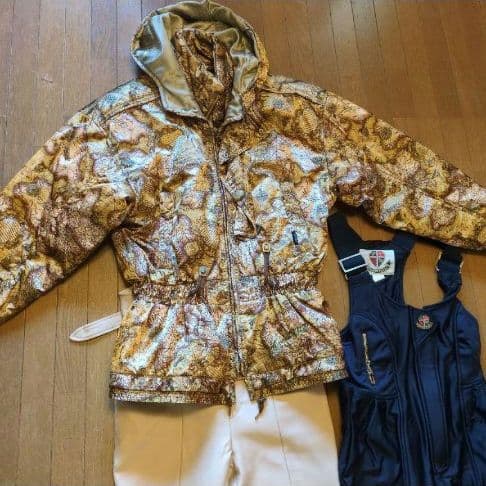 90s フード付スキーウェア上下 ★パンツ1本オマケ✭