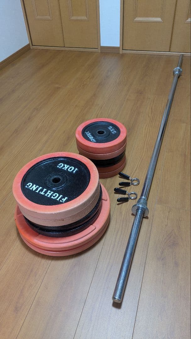 値引！美品！バーベル110kg【10kg×6枚／5kg×4枚／あとは組合せ自由】