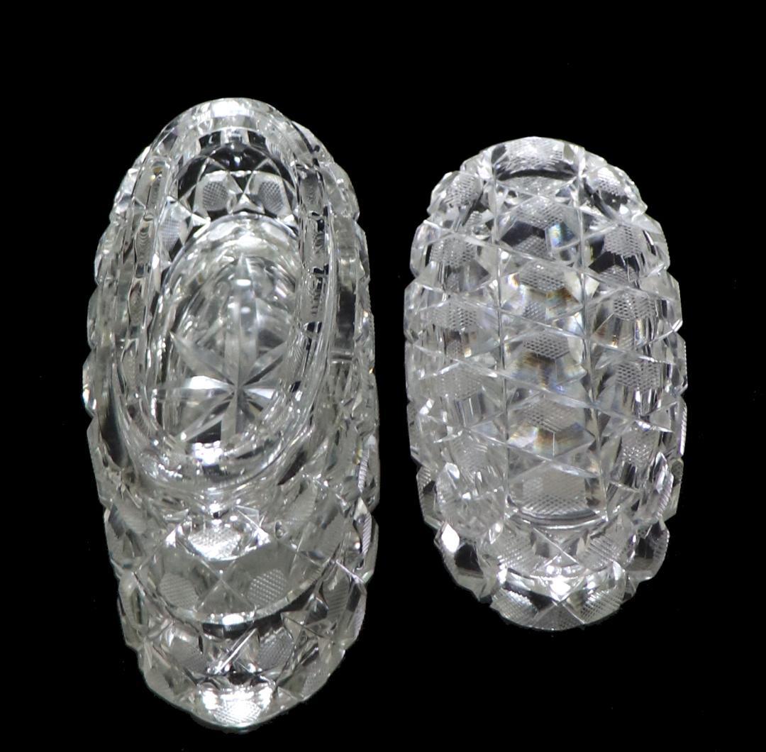 オールド・バカラ 珍品オーバル型切子蓋物 ダイヤモンドカット×格子柄 ディアマン