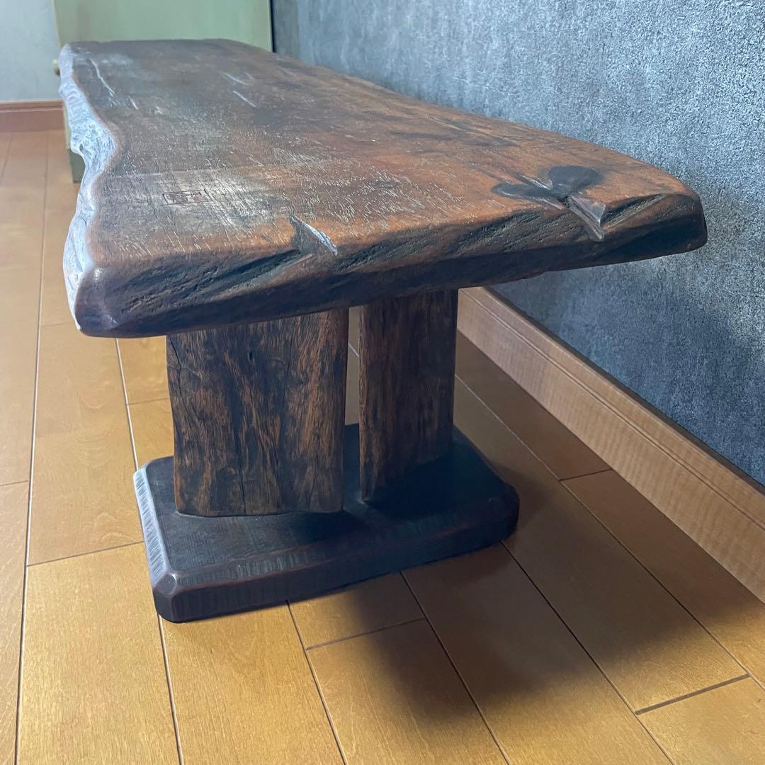 中古　「和」一人卓　花梨　一枚板 天然木　長イス