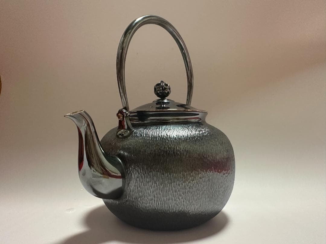 純銀製 望月形 湯沸 銀瓶 煎茶道具