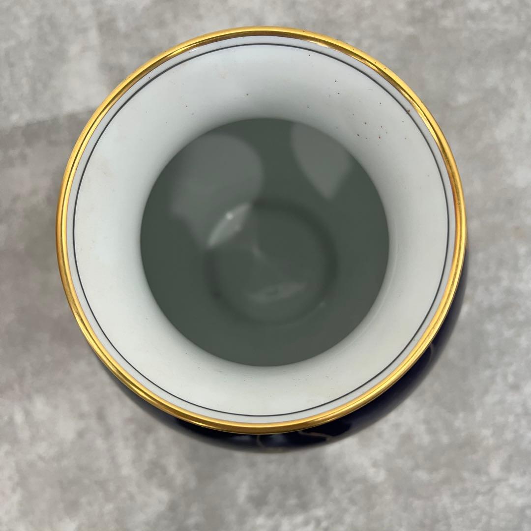 大倉陶園　瑠璃　金蝕　葡萄　花瓶　36cm