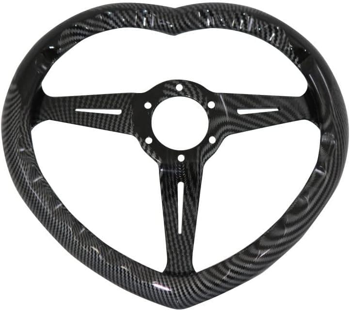 大特価 自動車用 ハンドル ハート型 ステアリングホイール カーボン調 ブラック