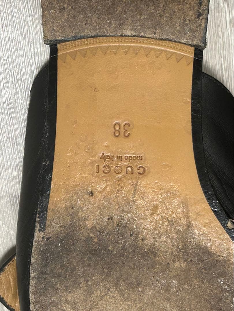 グッチ プリンスタウン スリッパ ミュール 38 シェリーライン ダブルG 黒