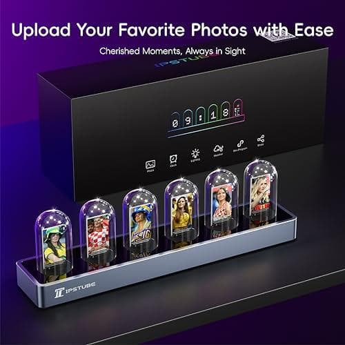 Nixie tube clock,ニキシー管クロック、デジタル写真アップロードp