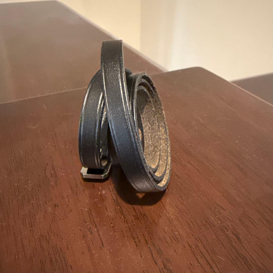 【美品】エルメス ケリーアルディオン ブレスレット レザー 黒ブラック シルバー