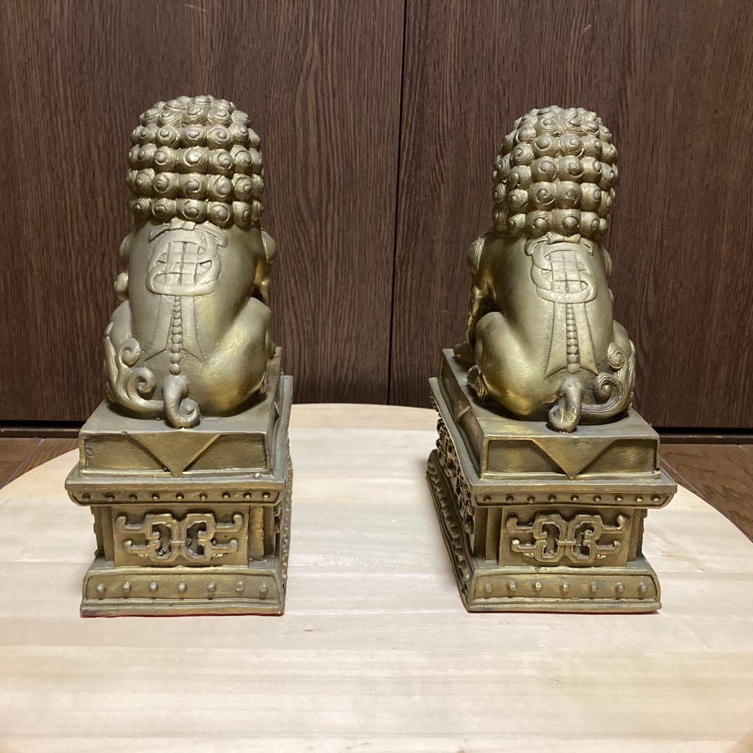 最強の守護者　真鍮製　シーサー　獅子　狛犬像2体セット