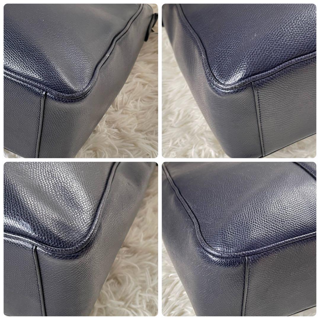 COACHコーチ 2wayレザービジネスバッグネイビー肩掛け可能A4収納可能