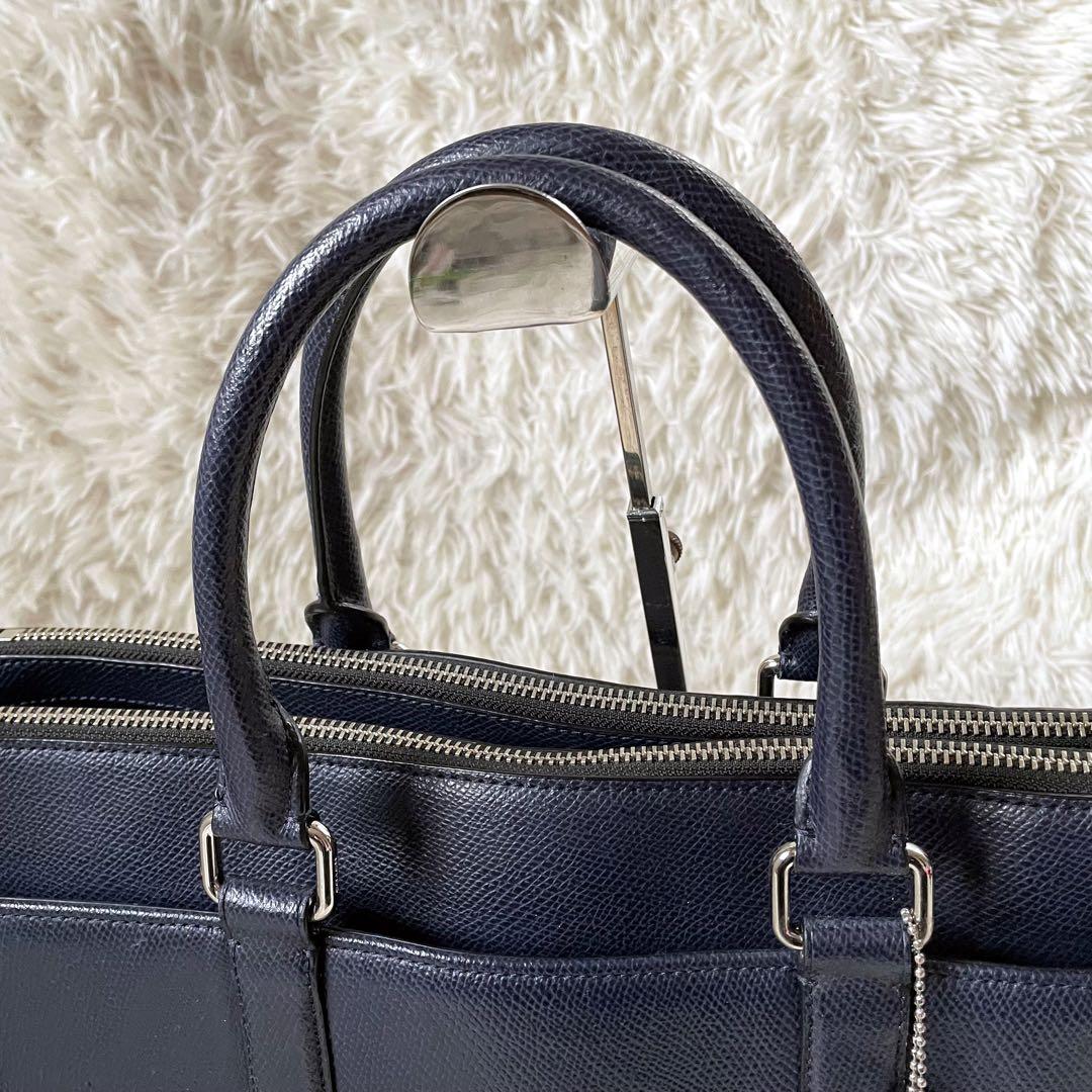 COACHコーチ 2wayレザービジネスバッグネイビー肩掛け可能A4収納可能