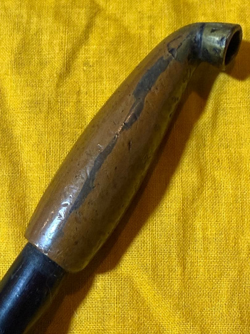 時代煙管　素銅地　松に鷹と千鳥図　大きめ