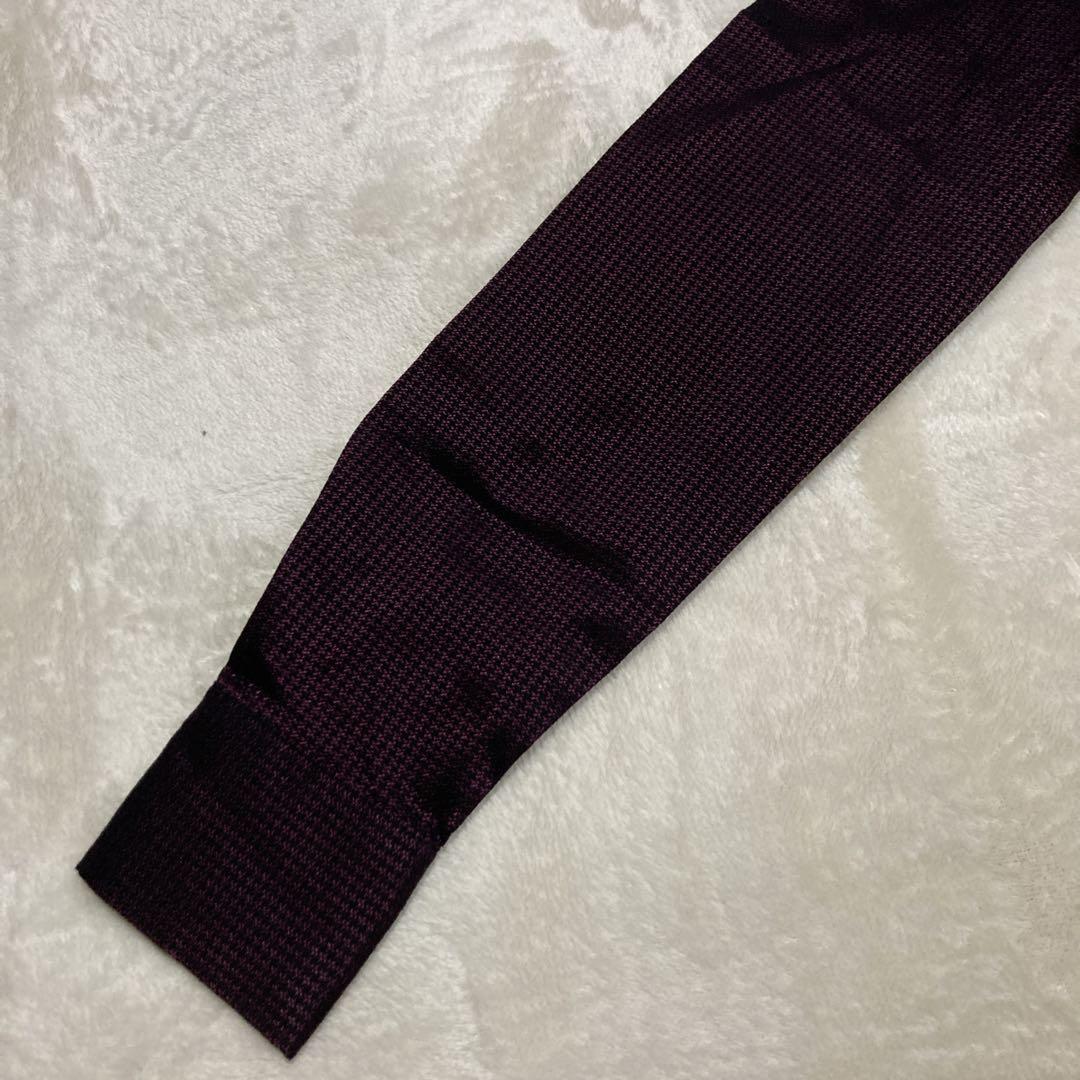 【未使用タグ付き】ナラカミーチェ　パープル　光沢　ボウタイリボンブラウス　長袖